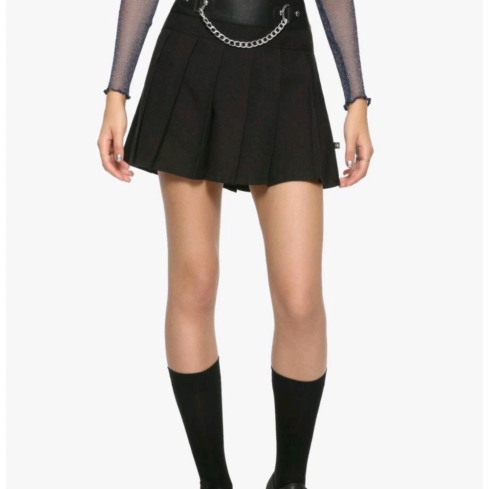 Royal Bones Black Mini Skirt with Chain Accent